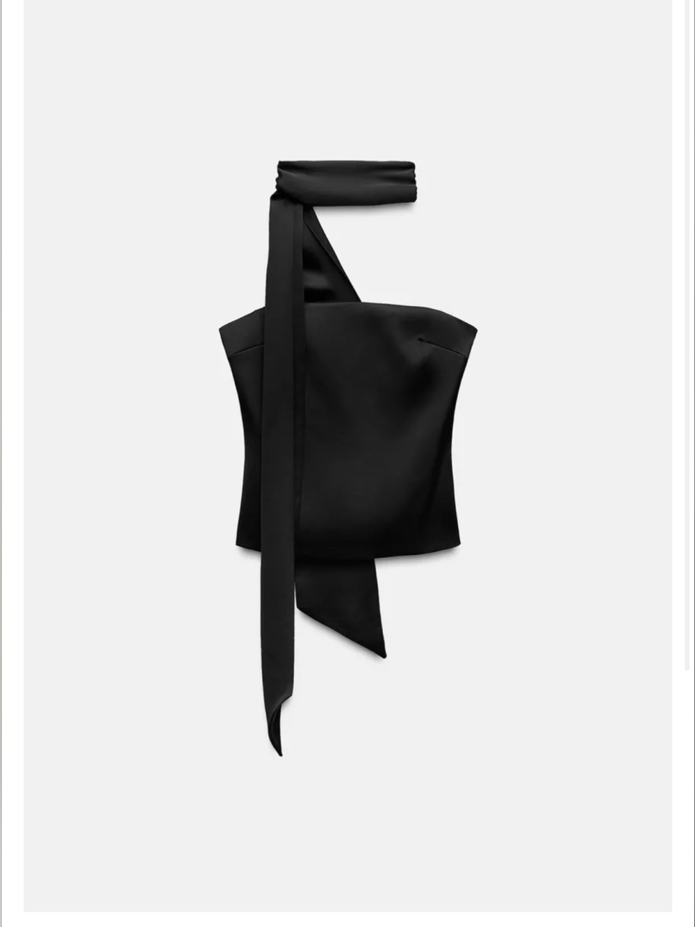 Zara Black One-Shoulder Satin Neck Scarf Bustier Top